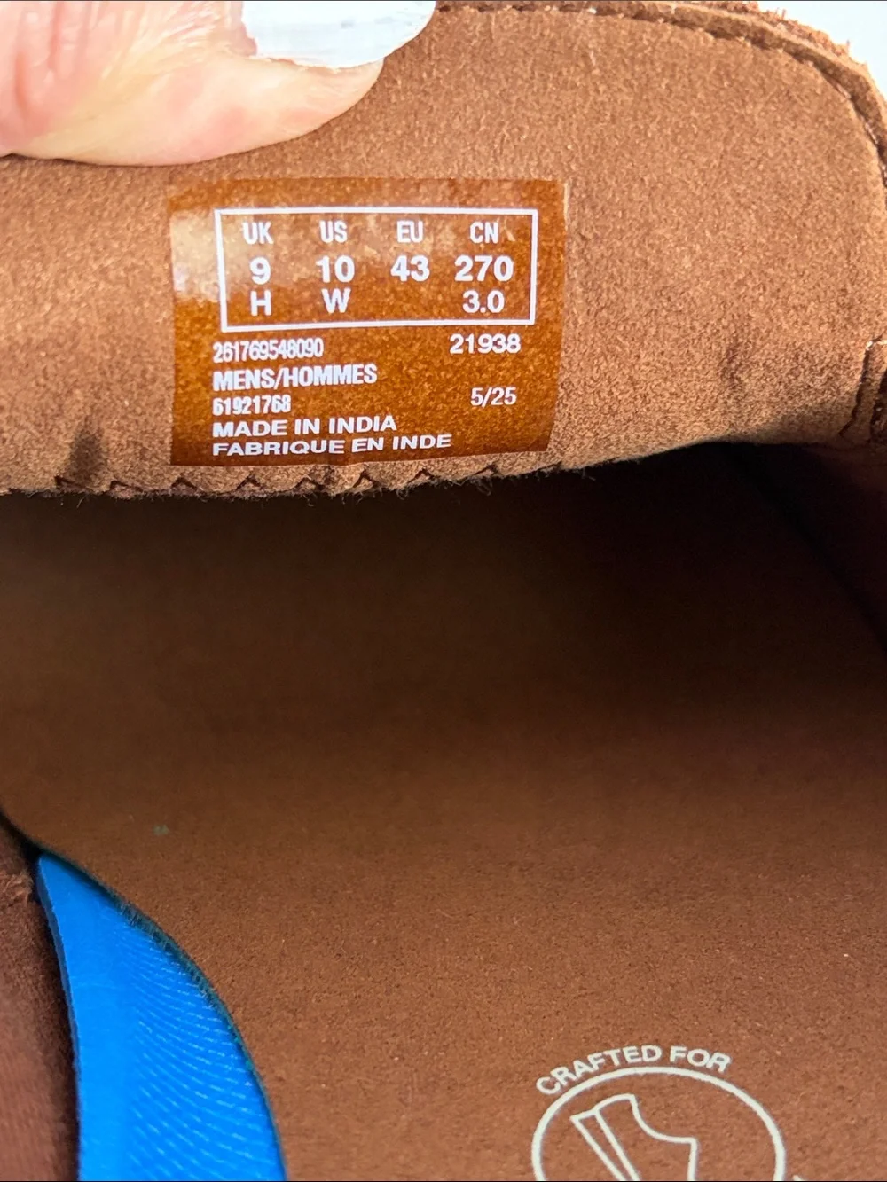 Clarks Brown Leather Slip-On Loafers with Blue Insoles